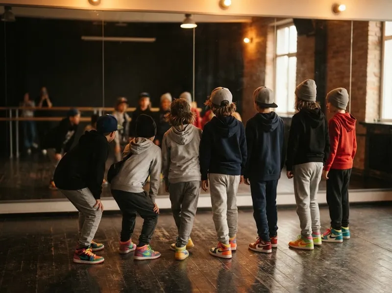 Foto de grupo das crianças do hip hop